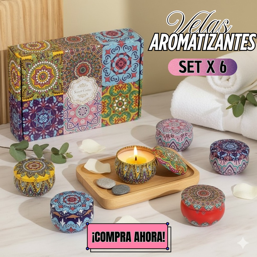 VELAS AROMATERAPIA CAJA POR 6 UNIDADES